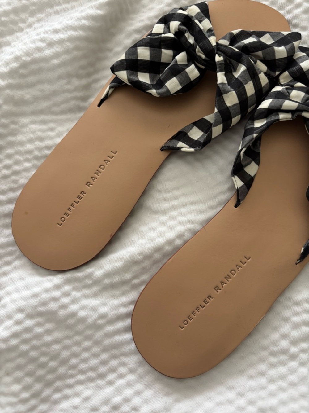 Loeffler Randall Knotted Phoebe Gingham Slide Sandals - Picture 8 of 9